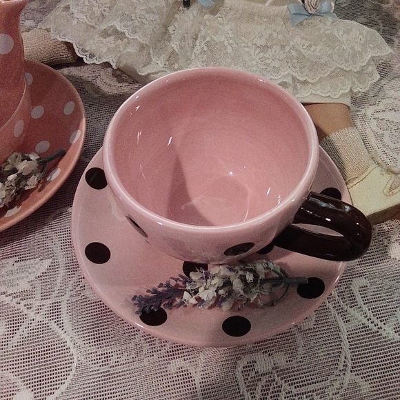Pink Polka Dot Tea Set for Kids - Picture 4 of 9